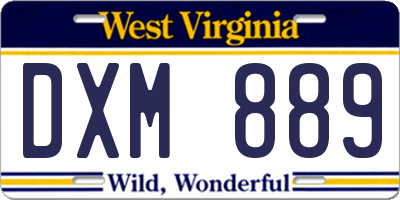 WV license plate DXM889