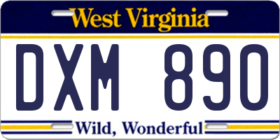 WV license plate DXM890