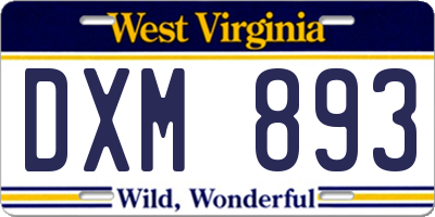 WV license plate DXM893