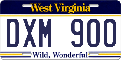 WV license plate DXM900