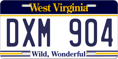 WV license plate DXM904