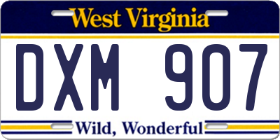 WV license plate DXM907