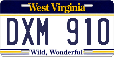 WV license plate DXM910