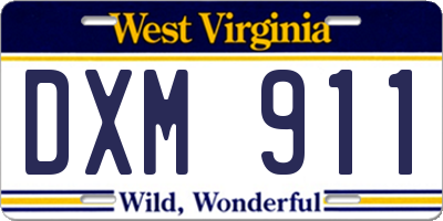 WV license plate DXM911