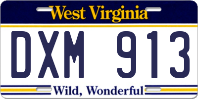 WV license plate DXM913