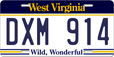 WV license plate DXM914