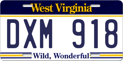 WV license plate DXM918