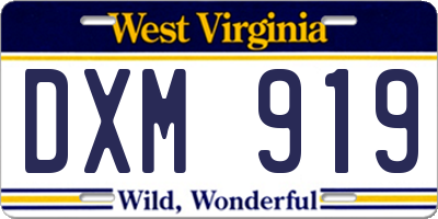 WV license plate DXM919