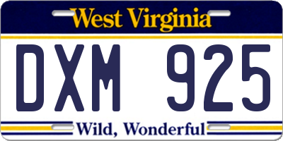 WV license plate DXM925