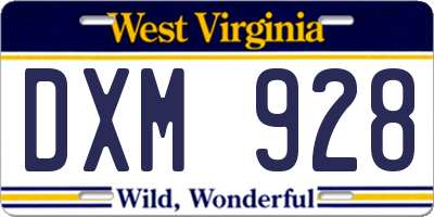 WV license plate DXM928