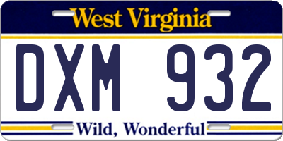 WV license plate DXM932