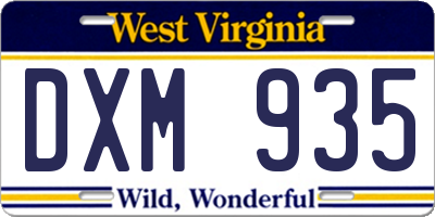 WV license plate DXM935