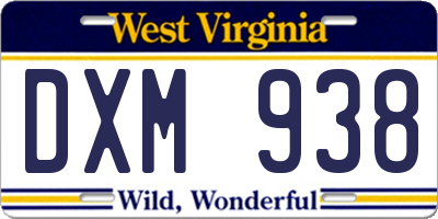 WV license plate DXM938
