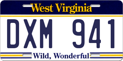 WV license plate DXM941