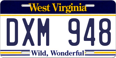 WV license plate DXM948