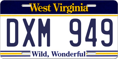WV license plate DXM949