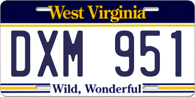 WV license plate DXM951