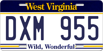 WV license plate DXM955