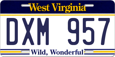 WV license plate DXM957