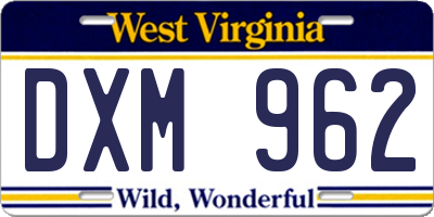 WV license plate DXM962