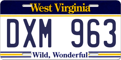 WV license plate DXM963