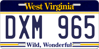 WV license plate DXM965