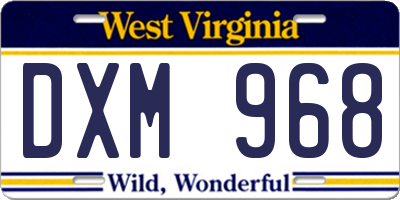 WV license plate DXM968