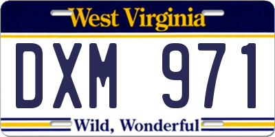 WV license plate DXM971