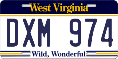WV license plate DXM974