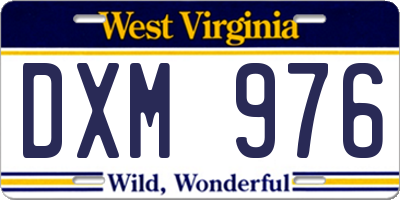WV license plate DXM976