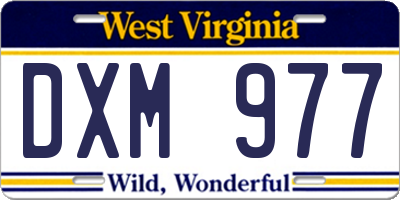 WV license plate DXM977