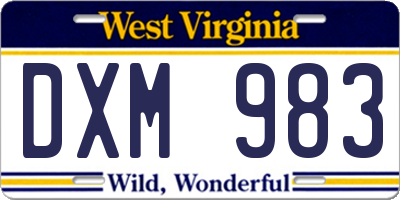 WV license plate DXM983