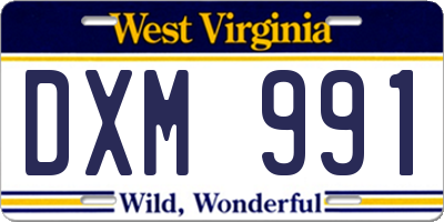 WV license plate DXM991