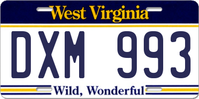 WV license plate DXM993