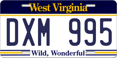 WV license plate DXM995