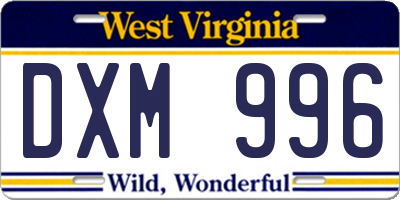 WV license plate DXM996