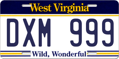 WV license plate DXM999
