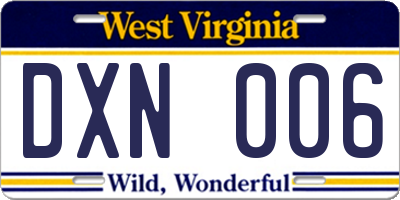 WV license plate DXN006