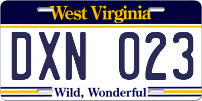WV license plate DXN023