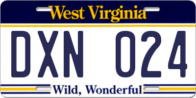 WV license plate DXN024