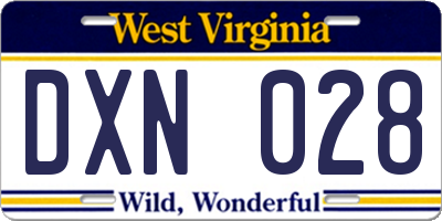 WV license plate DXN028