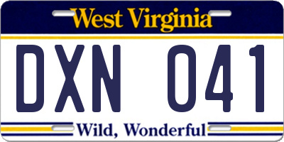 WV license plate DXN041