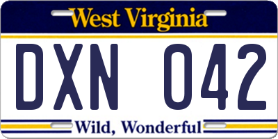 WV license plate DXN042