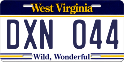 WV license plate DXN044