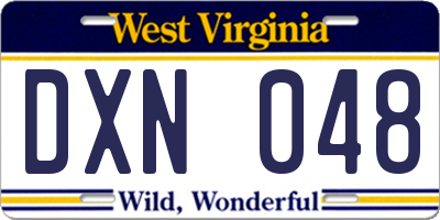 WV license plate DXN048