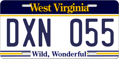 WV license plate DXN055