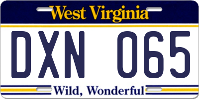 WV license plate DXN065