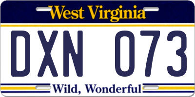 WV license plate DXN073