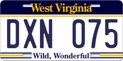 WV license plate DXN075