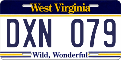 WV license plate DXN079